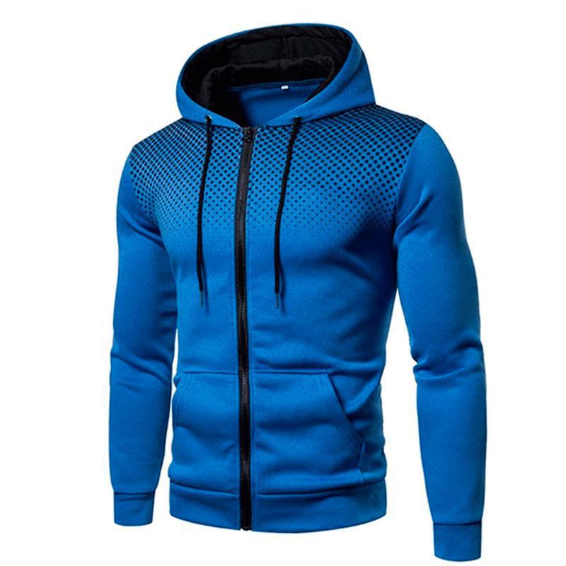 Men'S Fashion Zipper Hoodie - 2025年新作 メンズジッパーフーディー アウトドアプリント カジュアルスポーツウェア ストリートファッション メンズウォームフーディー