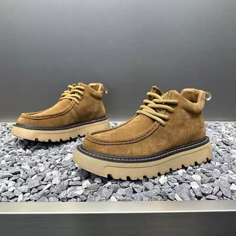 Mens Fashion Winter 2025 - 秋冬メンズプラットフォームブーツデザイナーノンスリップオートバイブーツレースアップシューズ2025新しいメンズファッショナブルなウォーキングワークブーツ
