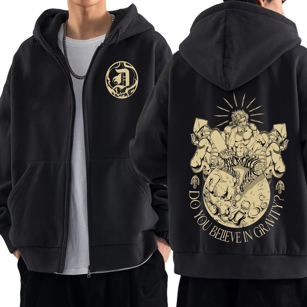 Men'S Fashion Zipper Hoodie - アニメジョジョの奇妙な冒険ジッパーパーカーディオ・ブランド漫画ジップアップフード付きスウェットシャツ男性女性ファッションカジュアルプルオーバーコート