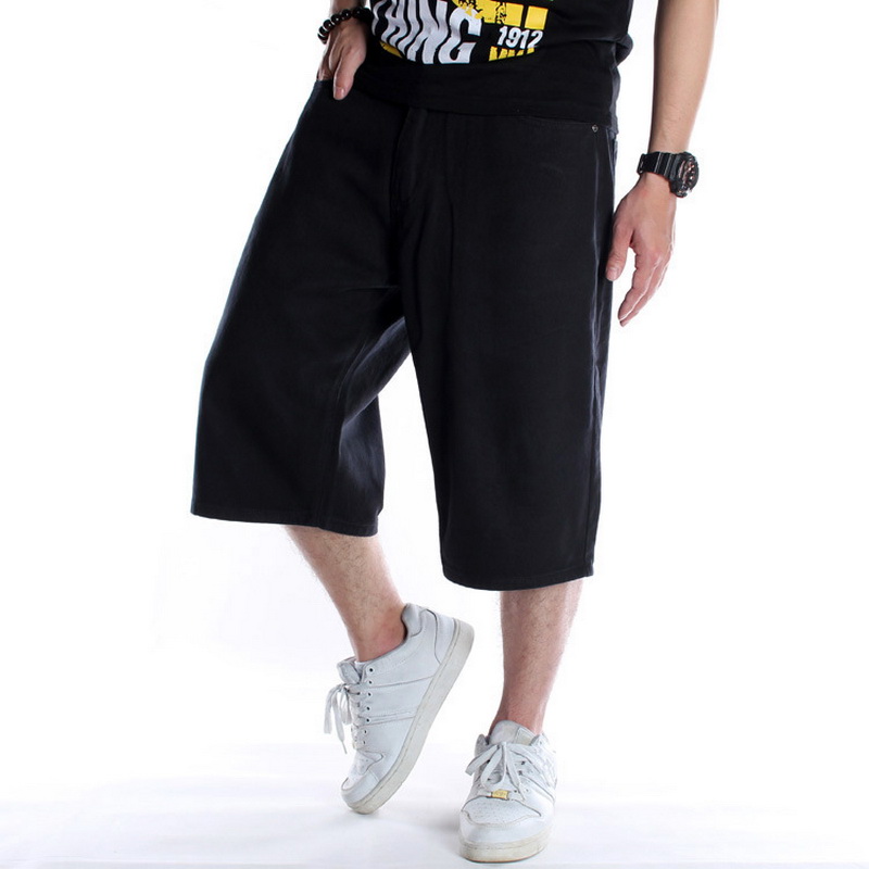 Men'S Fashion With Baggy Jeans - 夏の男性ヒップホップハーレムデニムジーンズショールースコットンバギースケートボードショーツ黒プラスサイズ30-46