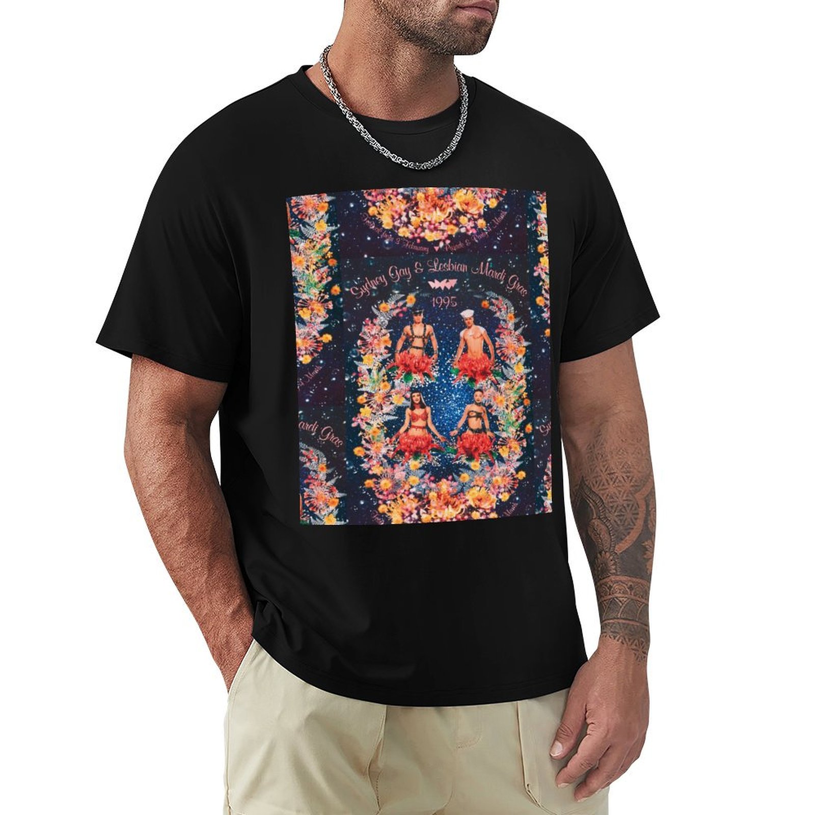 Men'S Fashion Sydney - 1995年シドニー・ゲイ＆レズビアン・マルディグラ・キーアートTシャツ ファッションレタープリントTシャツ