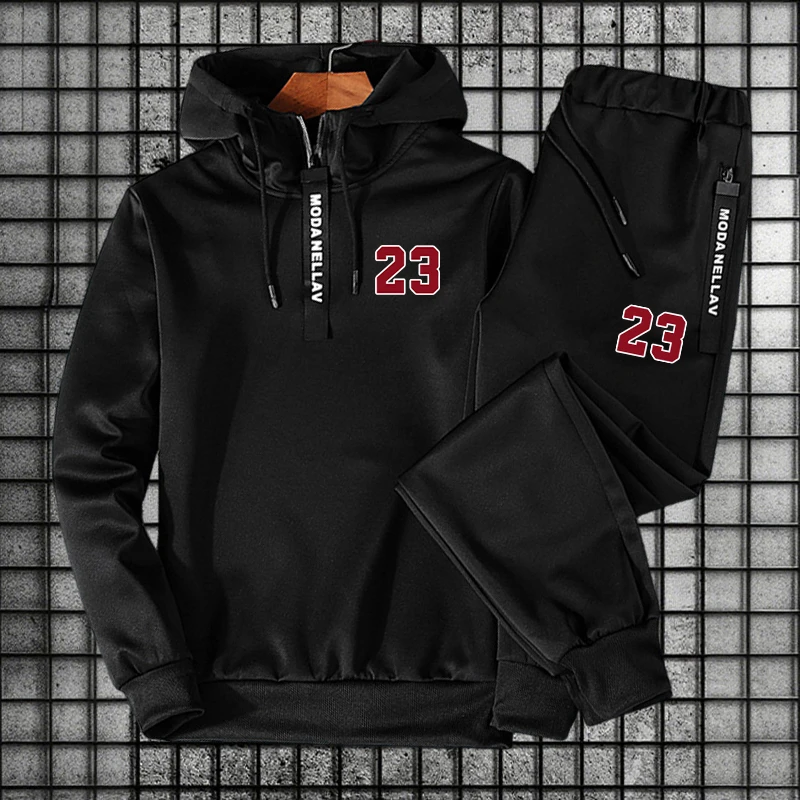 Men'S Fashion Zipper Hoodie - メンズ、レディース、セットアップ／パーカー／パンツ、2026年新作、トレーニングウェア、ハーフジップパーカー＆スウェットパンツ、秋・冬、普段使い、カジュアル、スポーツ、ジョガーパンツスーツ。