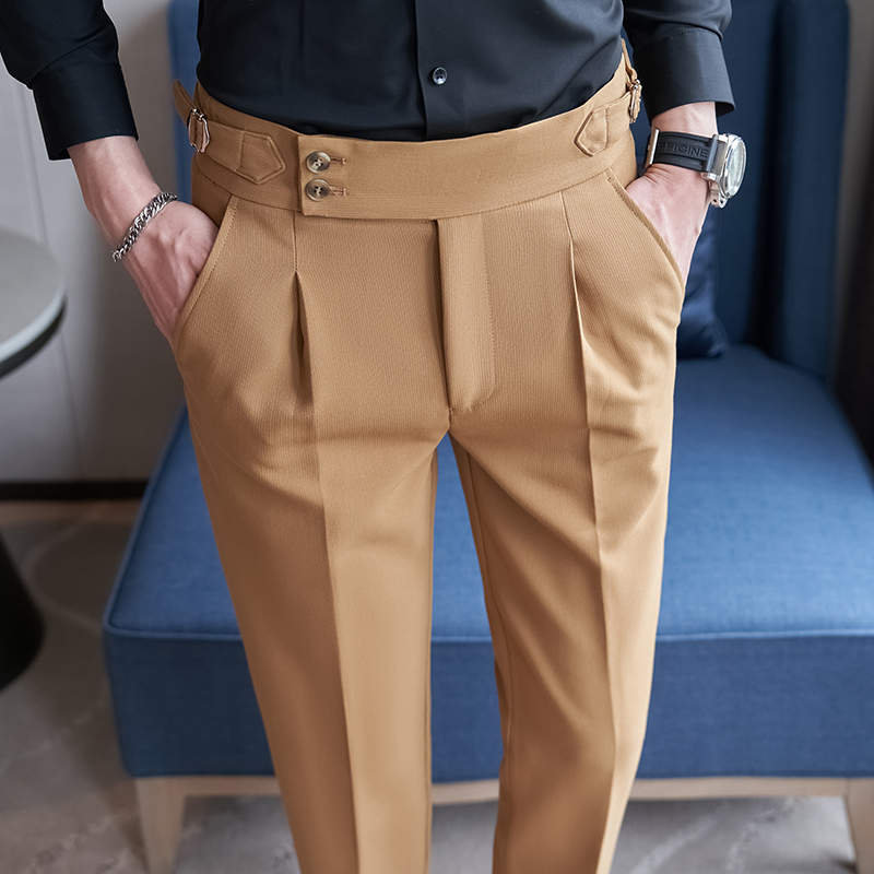 Men'S Fashion Khaki Pants - 2026 新しい黒メンズスーツズボン、ファッションカジュアルパンツ、ブルーカーキホワイトパンタロンオムブレ 28-36 男性パンツ