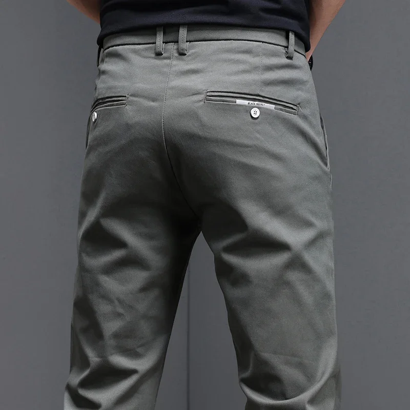 Men'S Fashion Khaki Pants - 綿97.8% コットン 2025年 春秋 メンズ カジュアルパンツ