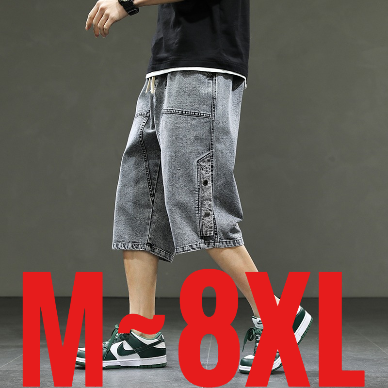 Men'S Fashion With Baggy Jeans - 韓国スタイルメンズロングショーツ 3/4丈デニムバミューダ男性ビッグプラス大きいサイズジーンズファッション膝下丈ストリートウェアルーズバギー