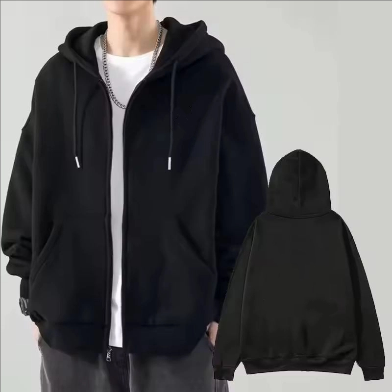 Men'S Fashion Zipper Hoodie - 2026年春秋新作メンズファッションカジュアル無地ジッパーフーディーアウトドアヒップホップストリートスタイル長袖スポーツコート