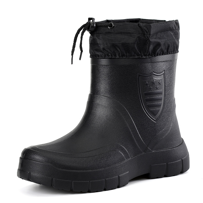 Mens Fashion Winter 2025 - 多用途メンズレインブーツ防水屋外軽量靴ベルベットファッションショートブーツカジュアル快適男性ウォーターシューズ 2025