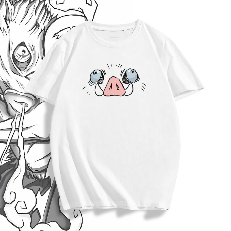 1. 白：鬼滅の刃 烏丸いぬの 両面プリントTシャツ、オーバ - Graphic Tee Oversized のレビューと価格