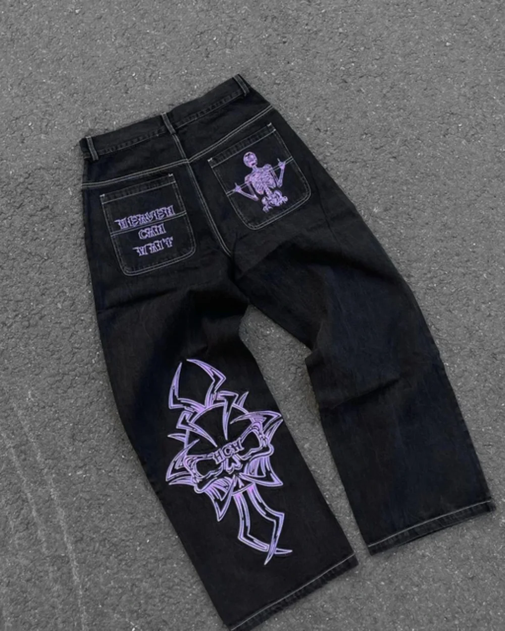 2025 新プリントジーンズ男性ストリートだぶだぶワイドレッ - Men'S Fashion With Baggy Jeans のレビューと価格