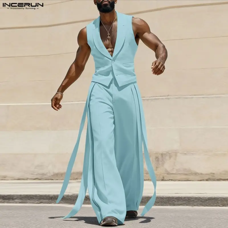 INCERUN メンズセットアップ 無地 Vネック ノースリ - Mens Fashion Summer のレビューと価格