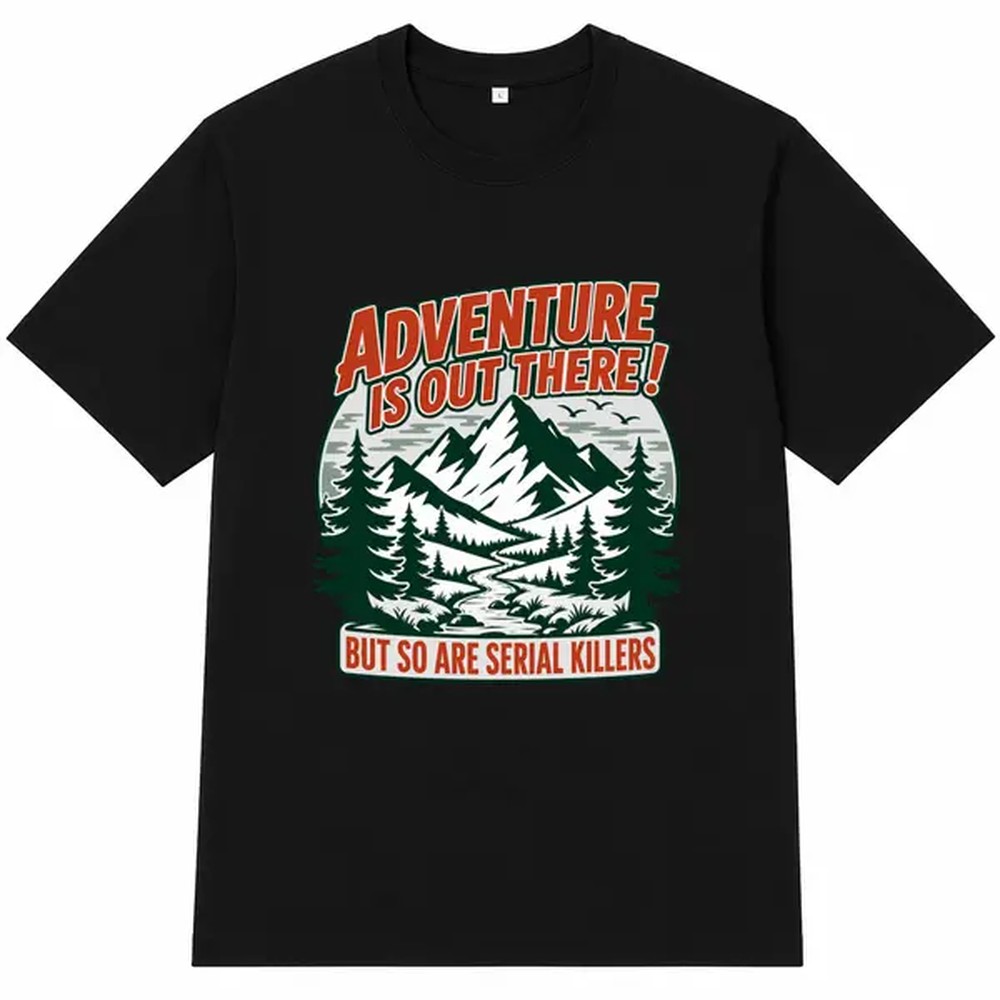 アウトドアアドベンチャーレタープリントブラックシャツ、ユニセ - Graphic Tee Oversized のレビューと価格