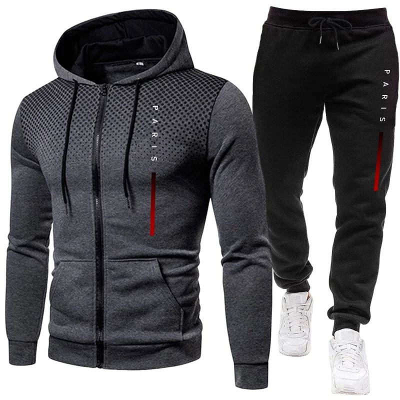 秋冬デイリーカジュアルスポーツフーディーセット アウトドアフ - Men'S Fashion Zipper Hoodie のレビューと価格