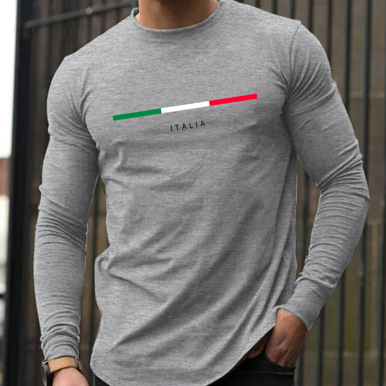 100% 純綿メンズ長袖ラウンドネックルーズイタリア柄プリン - Mens Fashion Summer のレビューと価格