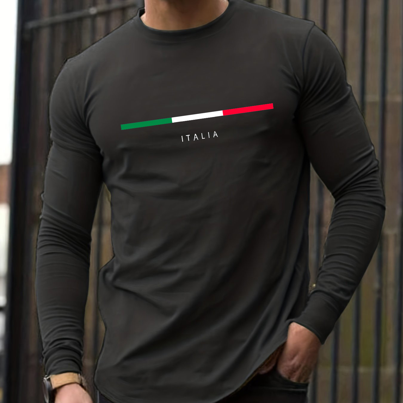 100% 純綿メンズ長袖ラウンドネックルーズイタリア柄プリン - Mens Fashion Summer のレビューと価格