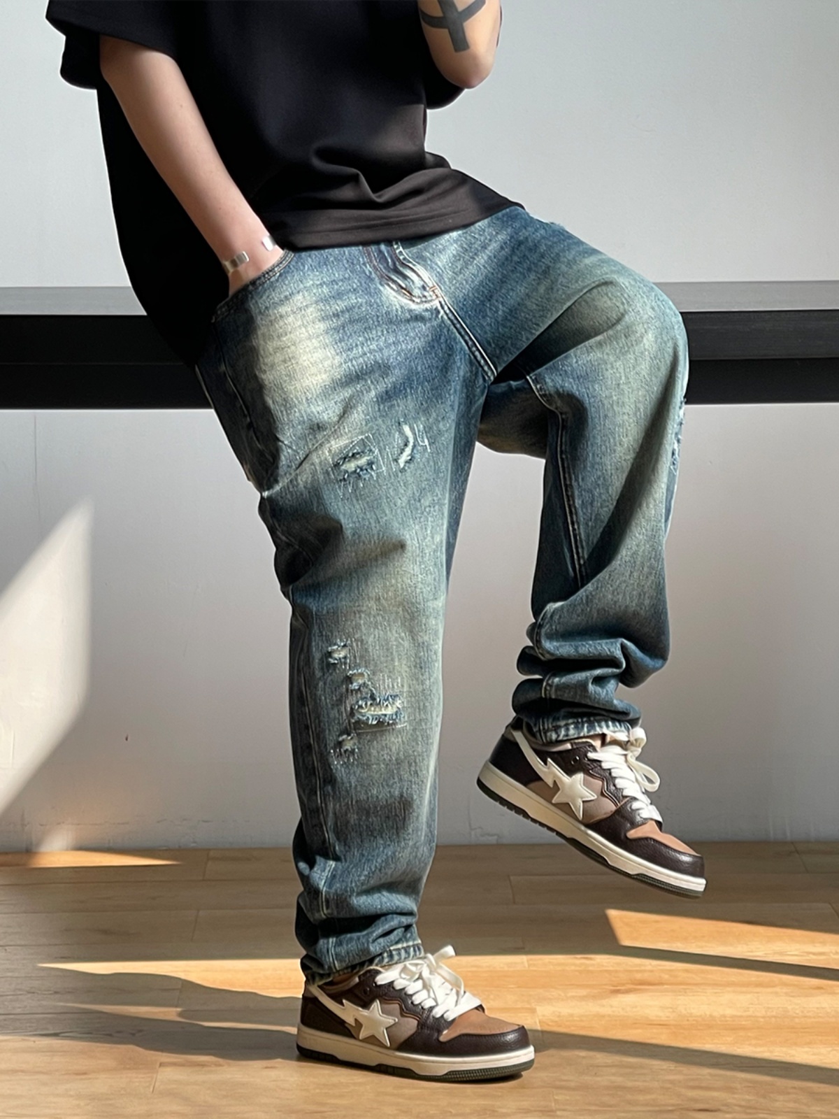 メンズバギージーンズ,カーゴパンツ,原宿,カジュアル,古着, - Men'S Fashion With Baggy Jeans のレビューと価格