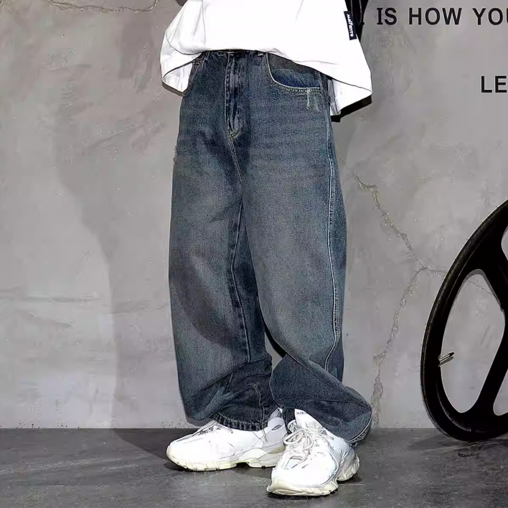 メンズヒップホップバギージーンズ,ストレートパンツ,韓国ファ - Men'S Fashion With Baggy Jeans のレビューと価格