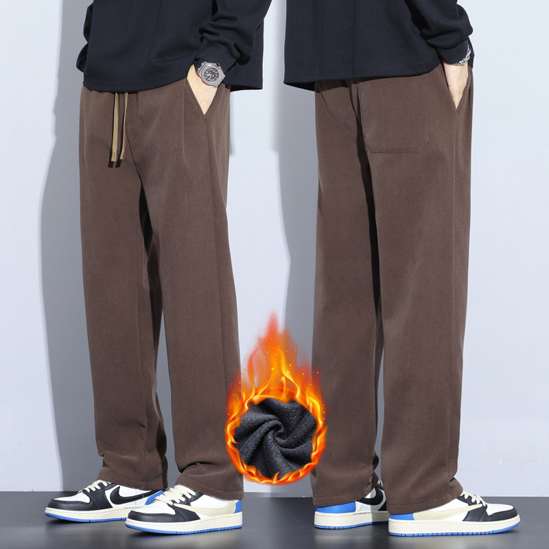 コーヒーカーキ黒グレールーズカジュアルパンツ男性冬フリース熱 - Men'S Fashion Khaki Pants のレビューと価格