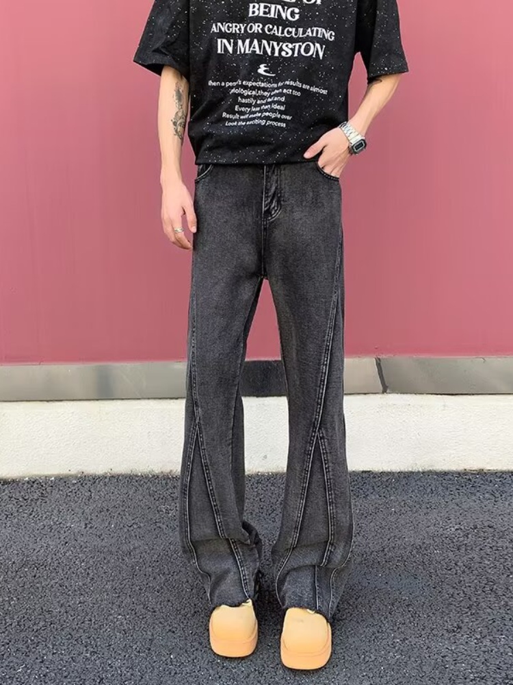 2026 パンタロン Y2K ファッション黒グレースリムスタ - Men'S Fashion Grey Jeans のレビューと価格
