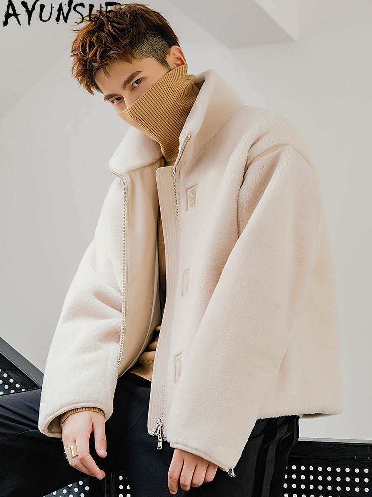 AYUNSUE 天然メリノ羊ムートンジャケット男性 2025 - Mens Fashion Winter 2025 のレビューと価格