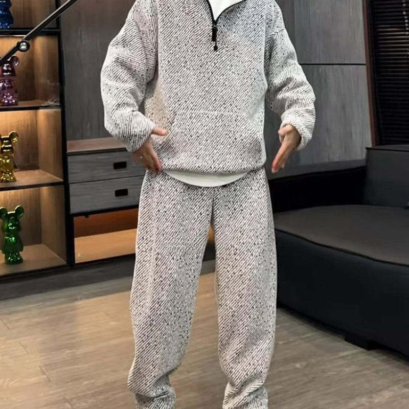メンズストライプ柄フーディセット 厚手フリース ジップアップ - Men'S Fashion Zipper Hoodie のレビューと価格
