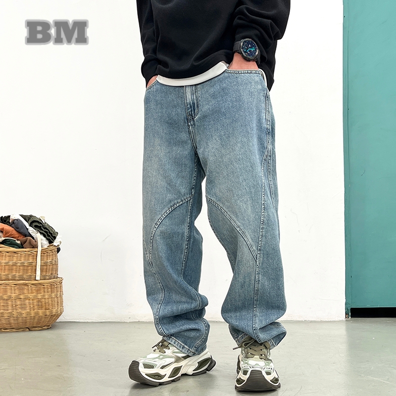 アメリカのストリートライトブルーだぶだぶのジーンズ男性ストレ - Men'S Fashion With Baggy Jeans のレビューと価格