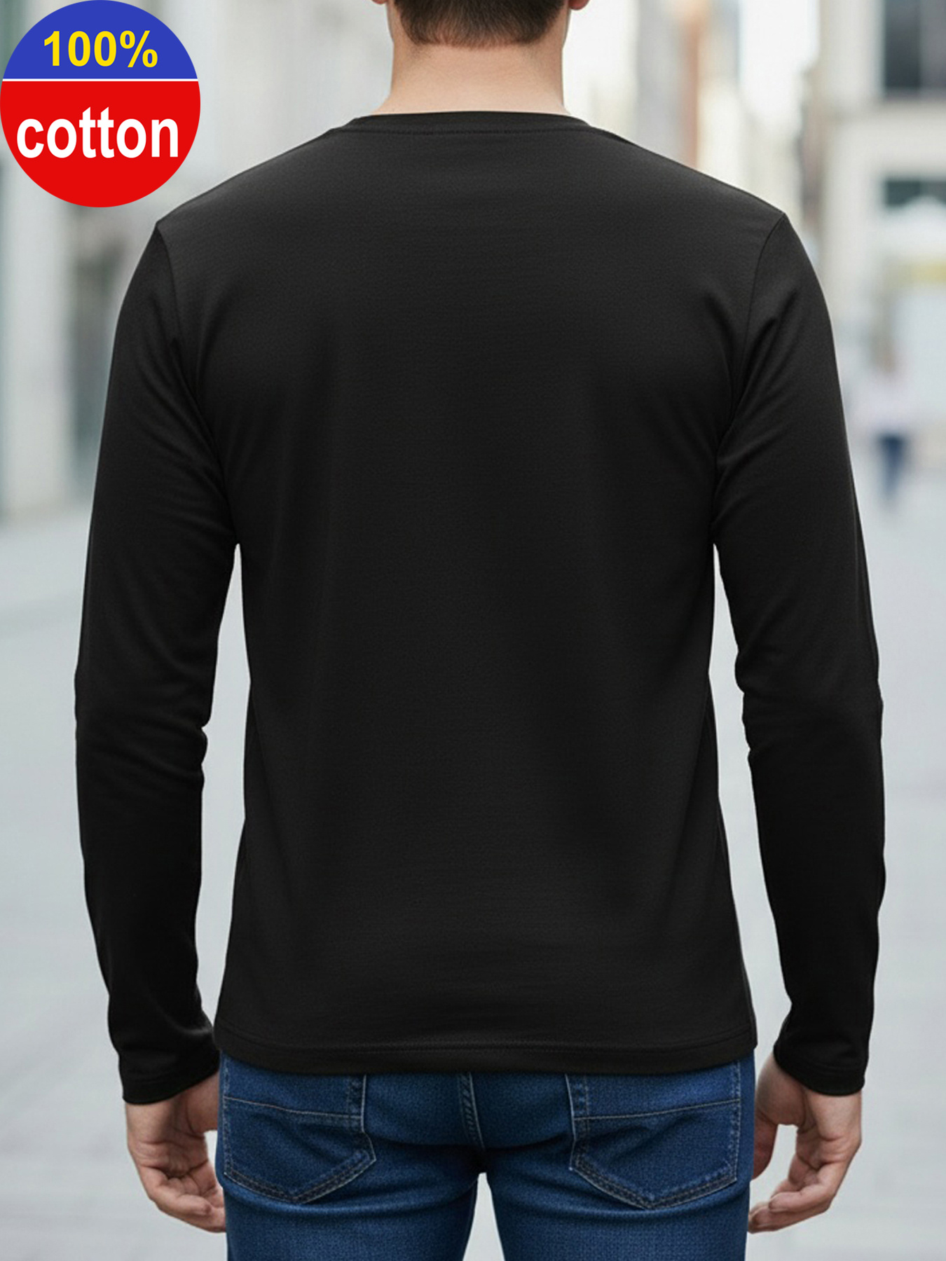100% ピュアコットンメンズ長袖ラウンドネックルーズオート - Mens Fashion Summer のレビューと価格