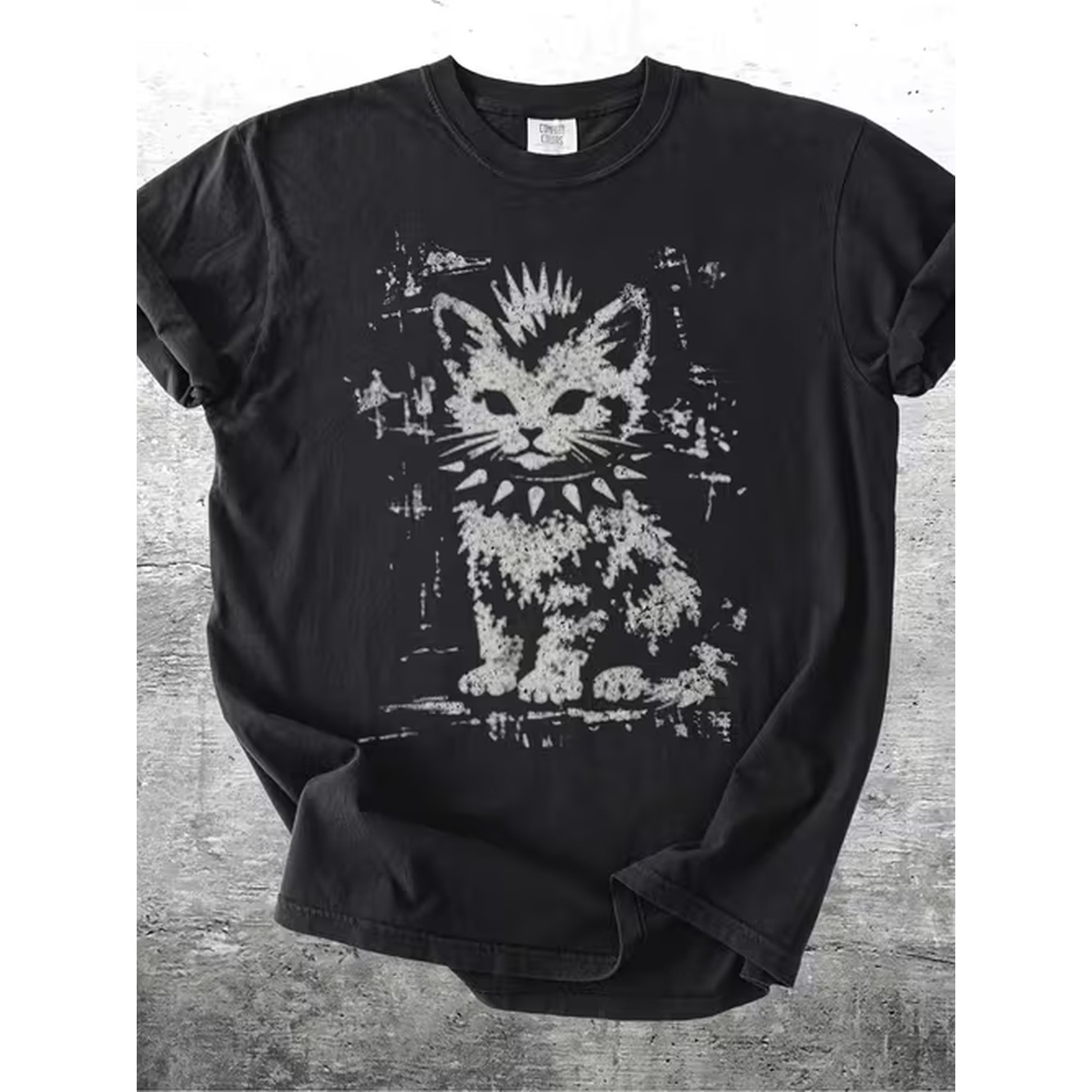 ヴィンテージ風面白いグランジスタイルTシャツ、パンクキトゥン - Graphic Tee Oversized のレビューと価格