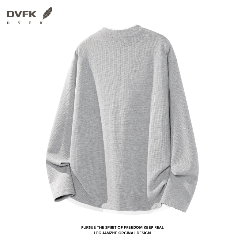 メンズフェイクツーピース長袖シャツ、ノッチVネック、ワッフル - Mens Fashion Summer のレビューと価格