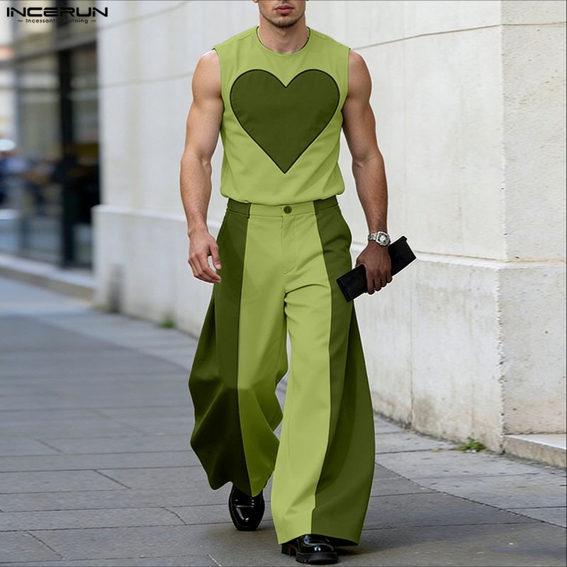 INCERUN メンズセット パッチワーク カラーブロック  - Mens Fashion Summer のレビューと価格