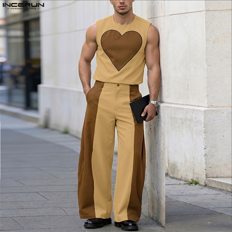 INCERUN メンズセット パッチワーク カラーブロック  - Mens Fashion Summer のレビューと価格