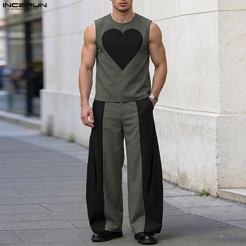 INCERUN メンズセット パッチワーク カラーブロック  - Mens Fashion Summer のレビューと価格