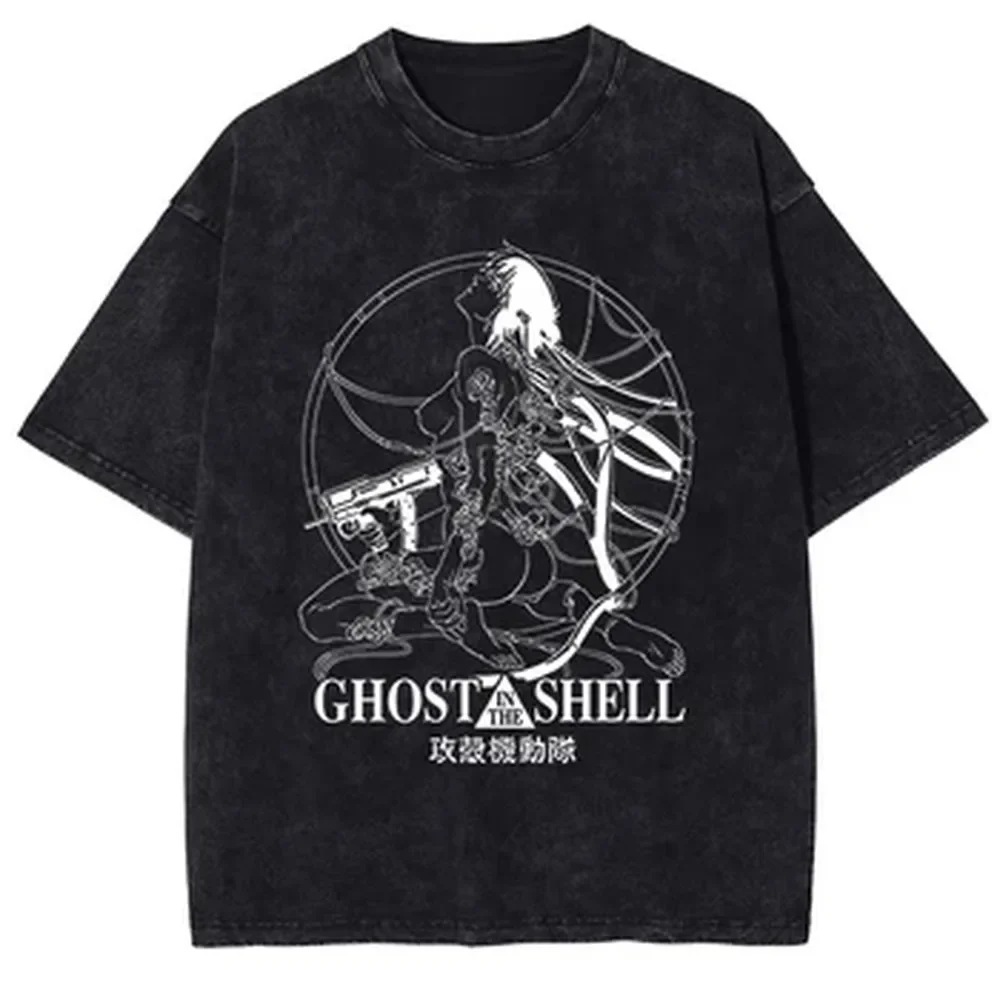 ゴースト・イン・ザ・シェル漫画グラフィック Tシャツ綿夏半袖 - Graphic Tee Oversized のレビューと価格