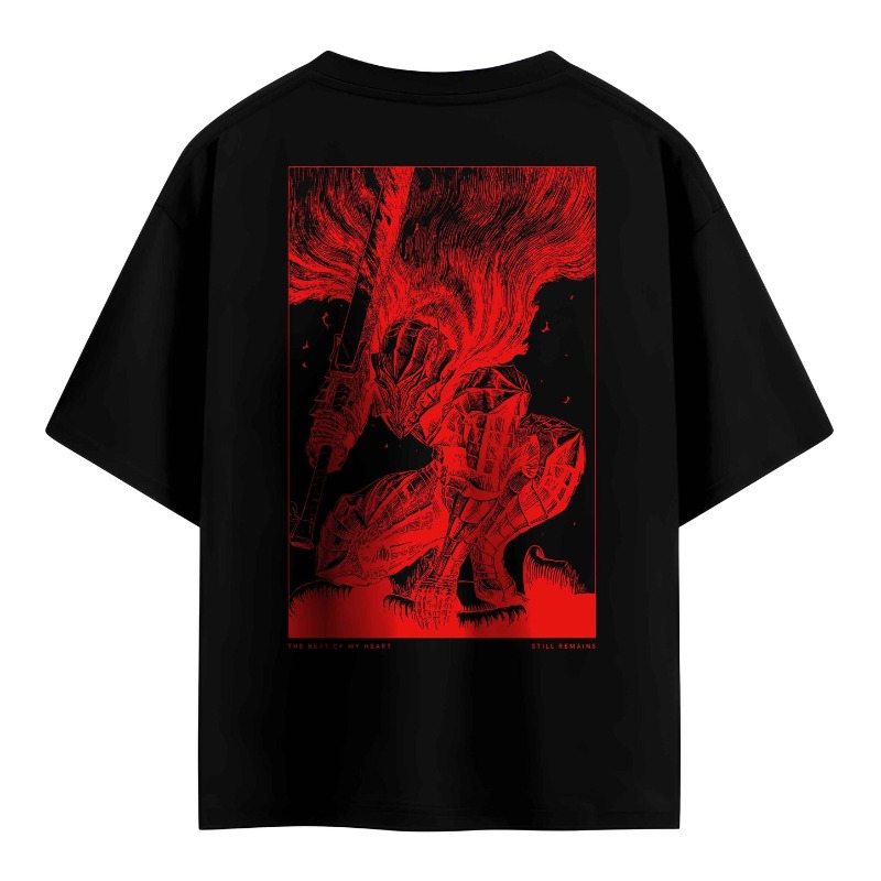 「ベルセルク」の両面プリントTシャツ、オーバーサイズの黒いT - Graphic Tee Oversized のレビューと価格