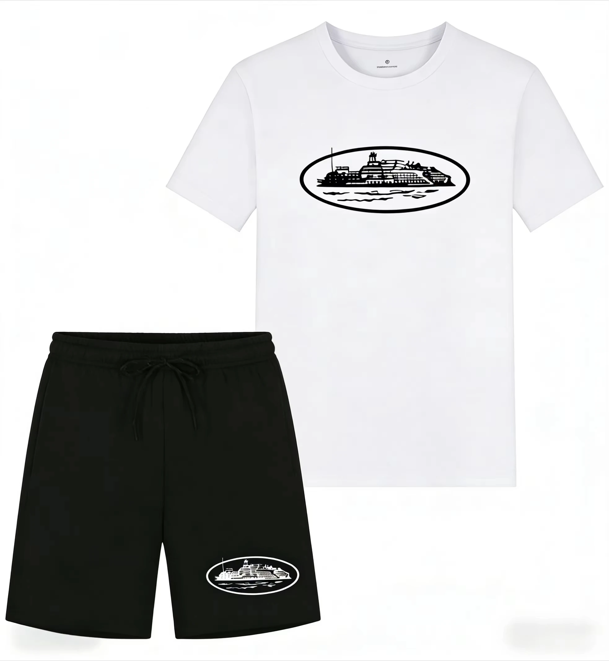2026年夏新作 小型ボートプリント ツーピースTシャツ＆シ - Men'S Fashion Course のレビューと価格