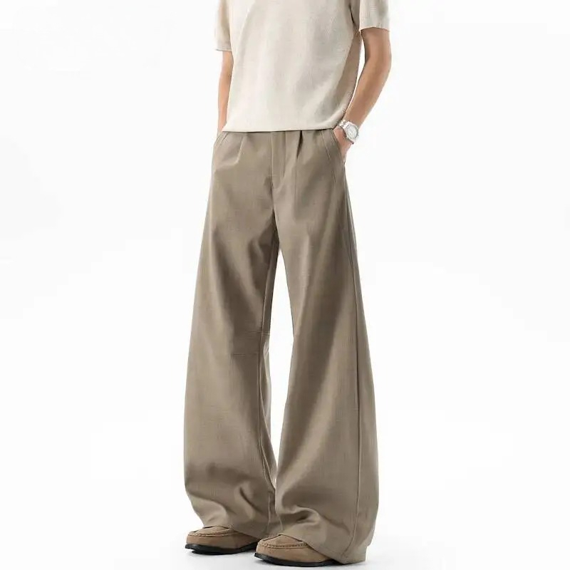カーキヴィンテージプリーツメンズスーツパンツルーズストレート - Men'S Fashion Khaki Pants のレビューと価格