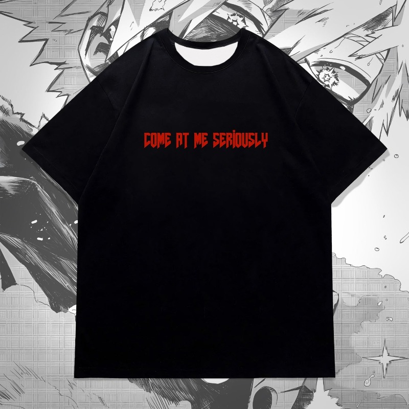 爆豪アニメの両面プリントTシャツ、オーバーサイズのグラフィッ - Graphic Tee Oversized のレビューと価格