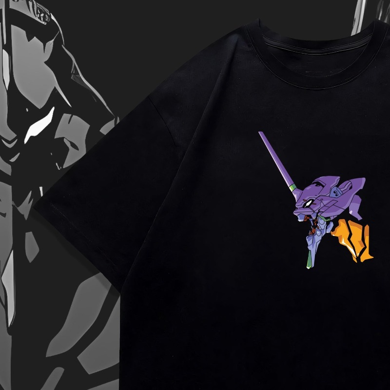 アニメ風メカデザインの両面プリントTシャツ、ゆったりとしたシ - Graphic Tee Oversized のレビューと価格