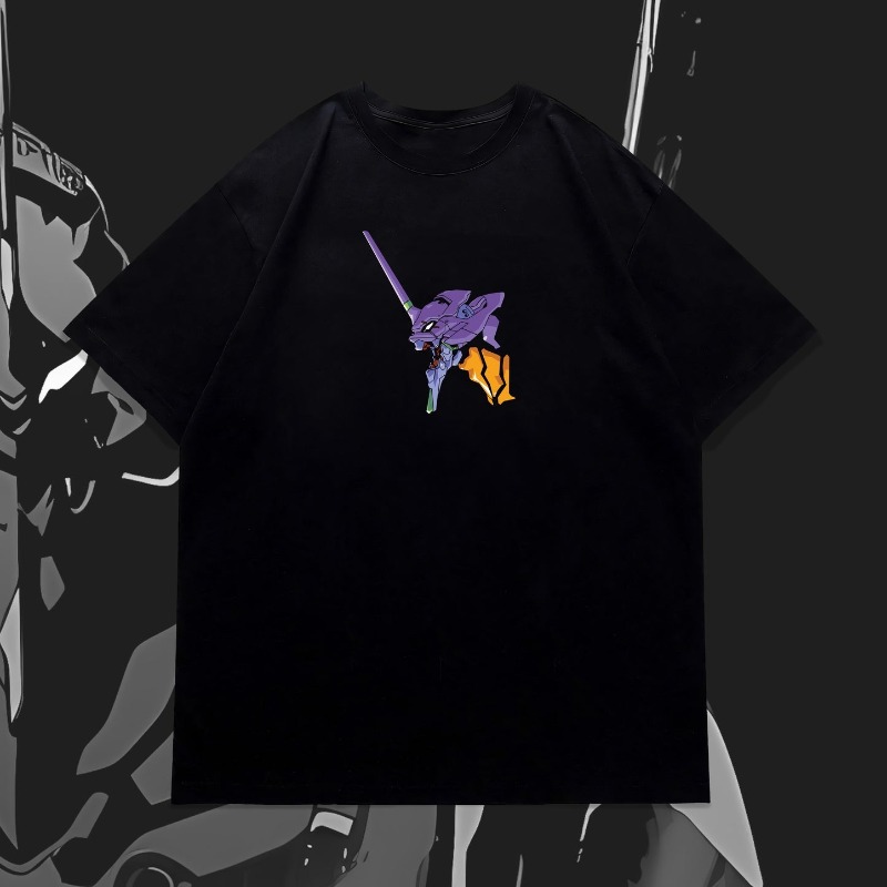 アニメ風メカデザインの両面プリントTシャツ、ゆったりとしたシ - Graphic Tee Oversized のレビューと価格